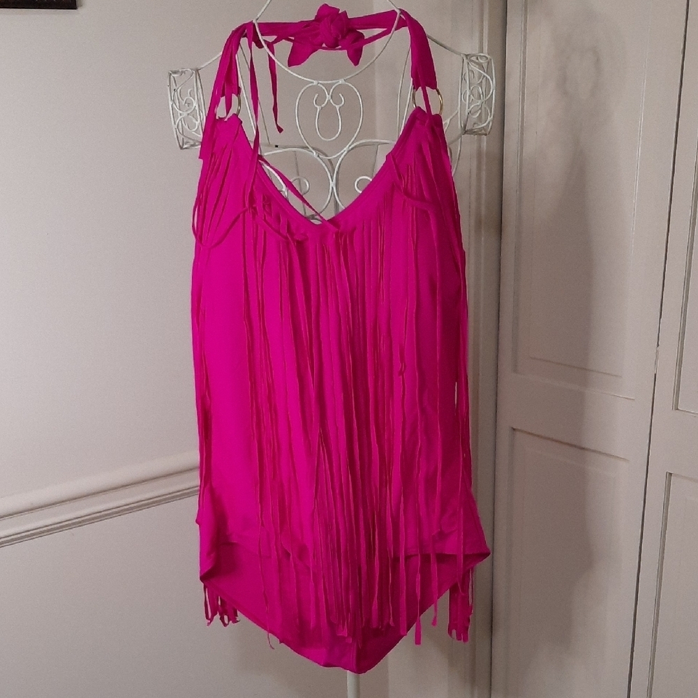 Vibrant Fushia Fringe Swimsuit